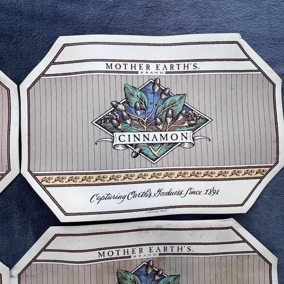 Vintage Rubber Foam Backing Set Of 4 Mother Earths Brand Cinnamon Placemats - Picture 4 of 10